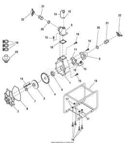 Trash Pump Diagram and Parts List for 073007-0 (WPK3-45)(SCH5050BS) Briggs and Stratton Water Pump